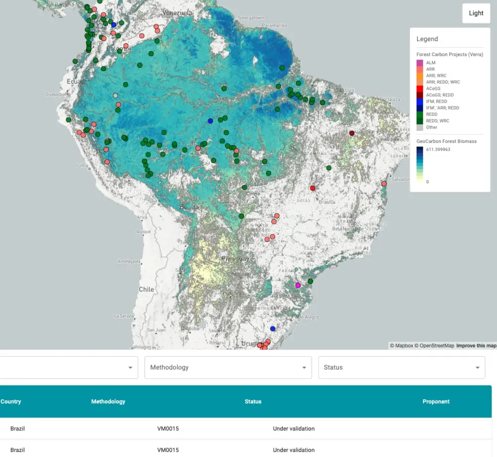 map - Forest Carbon Projects